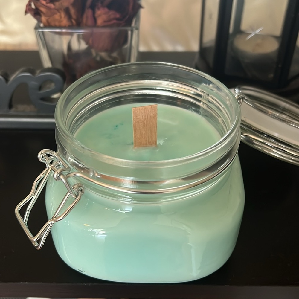 17oz Beach Scented Summer Vibes Mason Jar Organic Soy Wax Candle - Picture 3 of 3
